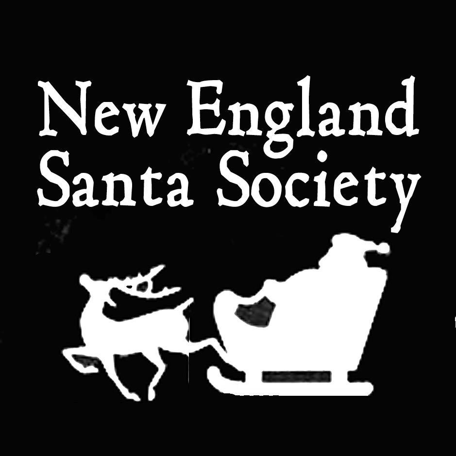 Logo of New England Santa Society with Santa and reindeer.
